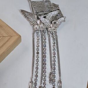 Kirks Folly Silver Eagle Flag Brooch